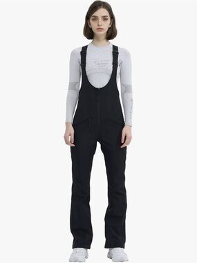 Women’s Black Bib Overalls Jeans - Sleek Utility Style